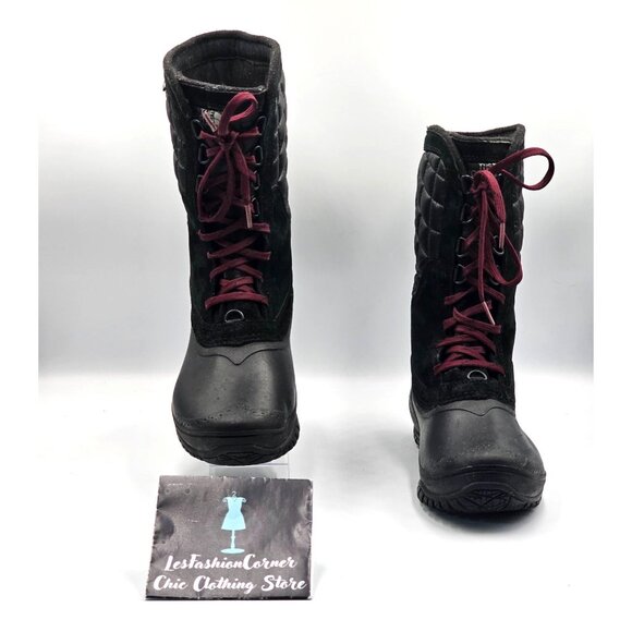 The North Face Women's Black Purple Thermoball Utility Winter Boots Sz 8.5 3012 - Picture 2 of 15